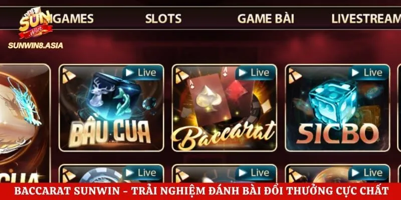 Baccarat Sunwin - Trải Nghiệm Đánh Bài Đổi Thưởng Cực Chất Mỗi Ngày 1 Baccarat Sunwin – Trải Nghiệm Đánh Bài Đổi Thưởng Cực Chất Mỗi Ngày