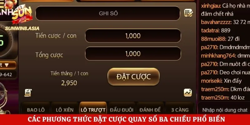 Các phương thức đặt cược quay số ba chiều phổ biến tại hệ thống