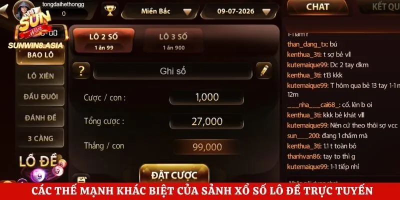 Các thế mạnh khác biệt của sảnh xổ số lô đề trực tuyến