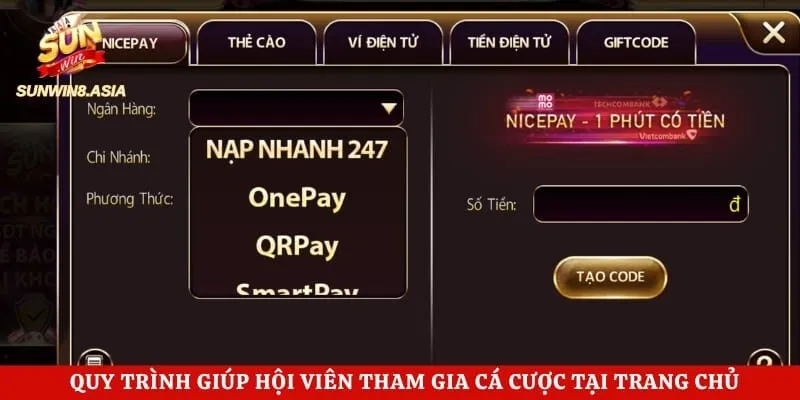 Quy trình giúp hội viên tham gia cá cược tại trang chủ