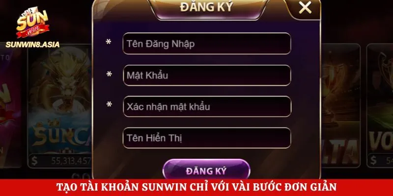 tao tai khoan sunwin chi voi vai buoc don gian